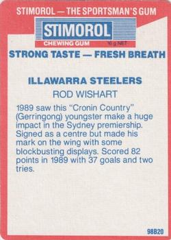 1990 Stimorol NRL #74 Rod Wishart Back